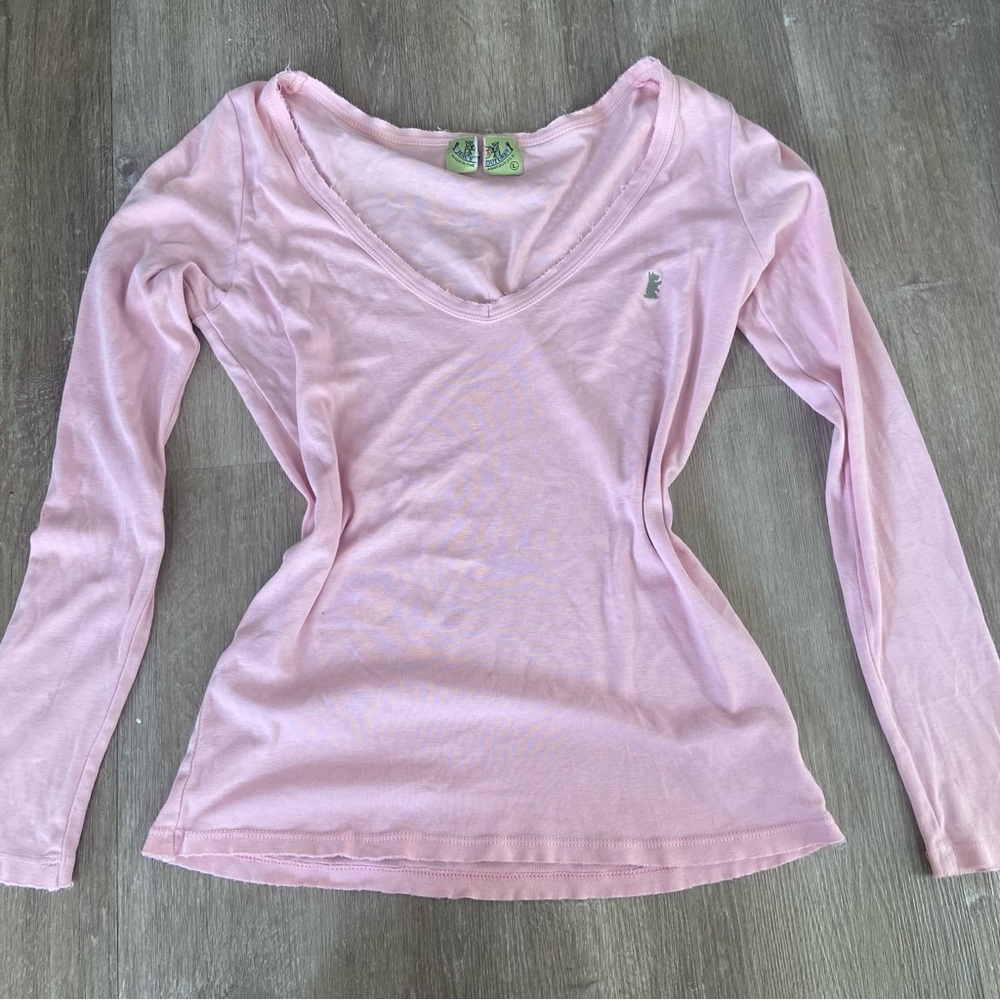 Juicy Couture Light Pink Deep V-Neck Long Sleeve Top